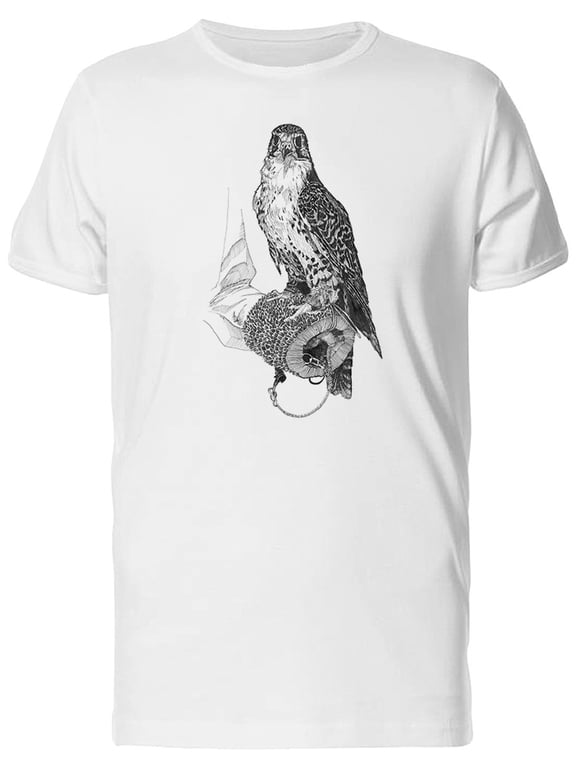 Black And White Hawk Standing T-Shirt Men -Image by Shutterstock, Male Large