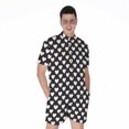 thumbnail image 1 of Black And White Heart Pattern Short Sleeve Men'S Rompers Casual Summer Jumpsuits Outfit, 1 of 4