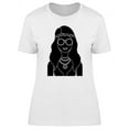 thumbnail image 1 of Black And White Hippie Girl T-Shirt Women -Image by Shutterstock, Female Large, 1 of 2
