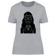 thumbnail image 1 of Black And White Hippie Girl T-Shirt Women -Image by Shutterstock, Female Large, 1 of 2