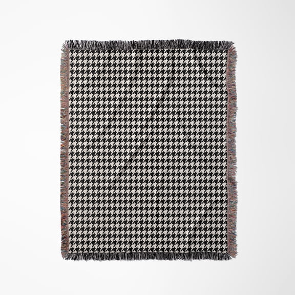 Black And White Houndstooth Pattern, Woven Blanket