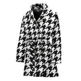 thumbnail image 1 of Black And White Houndstooth Women Bathrobe One Size Univeral Fits Fashion Lightweight Plush Fleece Long Robe For Women, 1 of 3