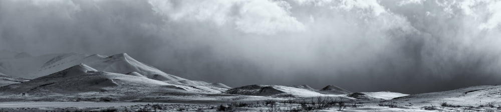 Black And White Image Of A Clearing Storm Along The Dempster Highway Yukon Canvas Art - Robert Postma Design Pics (44 x 10)