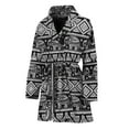 thumbnail image 1 of Black And White Indian Elephant Women Bathrobe One Size Univeral Fits, Indian Bohemian Floral Fashion Lightweight Plush Fleece Long Robe For Women, 1 of 3