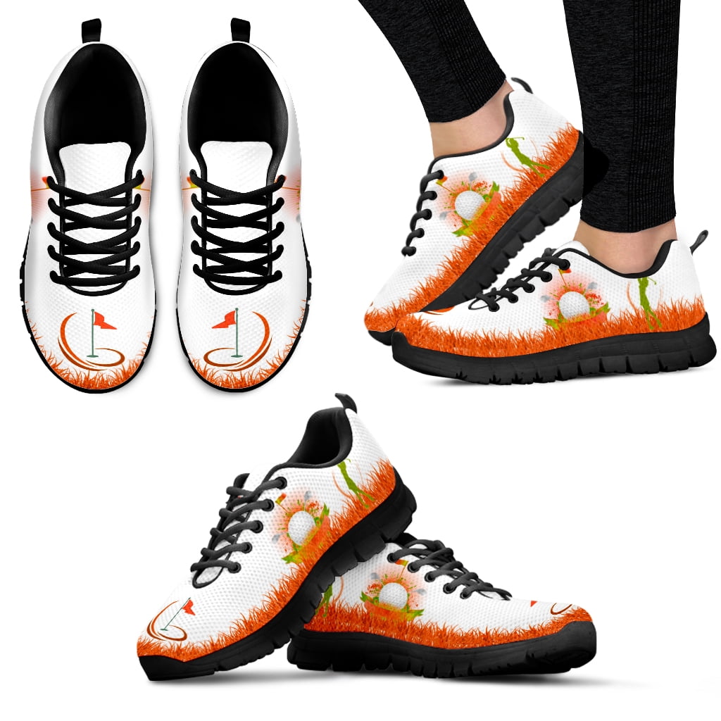 Black And White Ink Design Golf Print Shoes Sports Activity Shoes Black