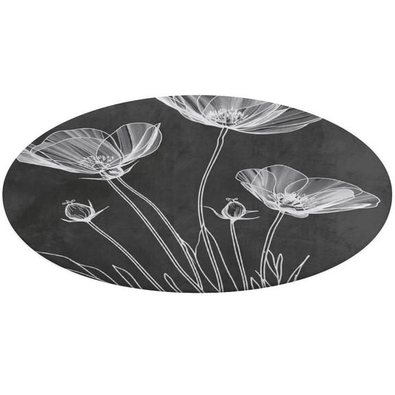 Black And White Ink Flower Round Carpet Living Room Carpet Modern And Stylish Living Room And Bedroom Decorative Carpet Rocking Chair Mat
