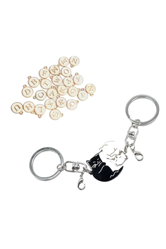 Black And White Keychain Set For Couples Stainless Steel Key Rings With Matching Pendants Valentines Day Gift