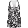 thumbnail image 1 of Black And White Lace All Over Womens Racerback Tank Top - Large, 1 of 2