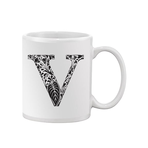 Black And White Letter V Design Mug Unisex's -Image by Shutterstock