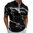 thumbnail image 1 of Black And White Lightning Men Zipper T-shirt Summer Casual Short Sleeve T-shirt Top, 1 of 7