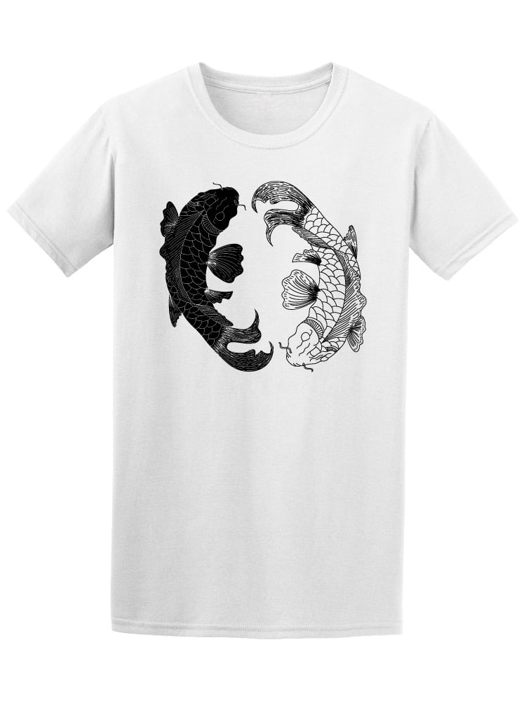 Black And White Line Art Of Fish Koi Carp T-Shirt Men -Image by  Shutterstock, Male 3X-Large 