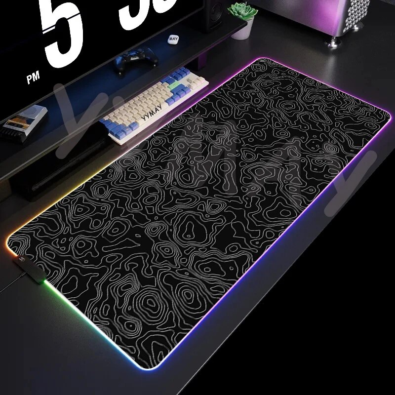 Black And White Line RGB Gaming Mousepads Desk Pad Keyboard Mat LED Gamer MousepadMouse Pads