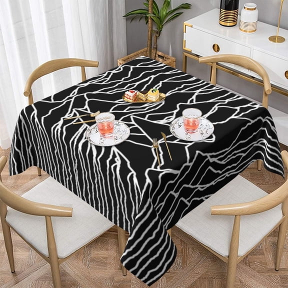 Black And White Line Tablecloth Square Optical Illusion Spring Polyester Table Cover Washable Cheap Decoration Custom TableCloth