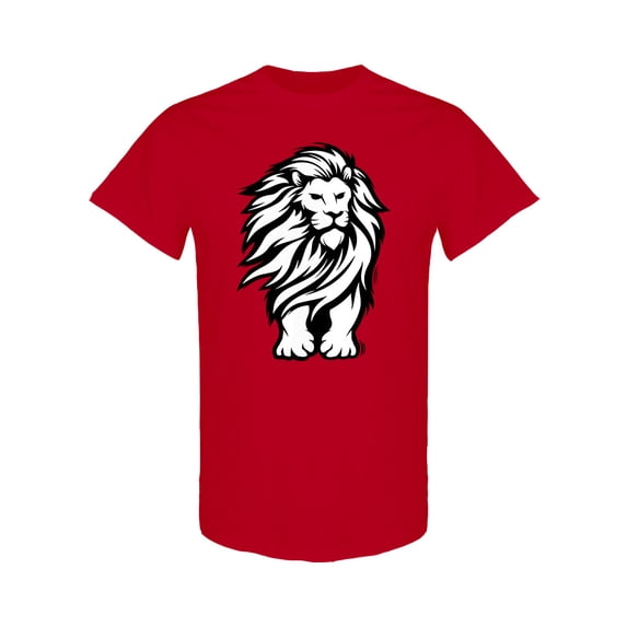 Black And White Lion Design T-Shirt Men -Image by Shutterstock, Male XX-Large