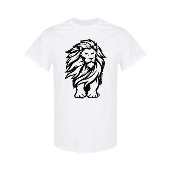 Black And White Lion Design T-Shirt Men -Image by Shutterstock, Male XX-Large
