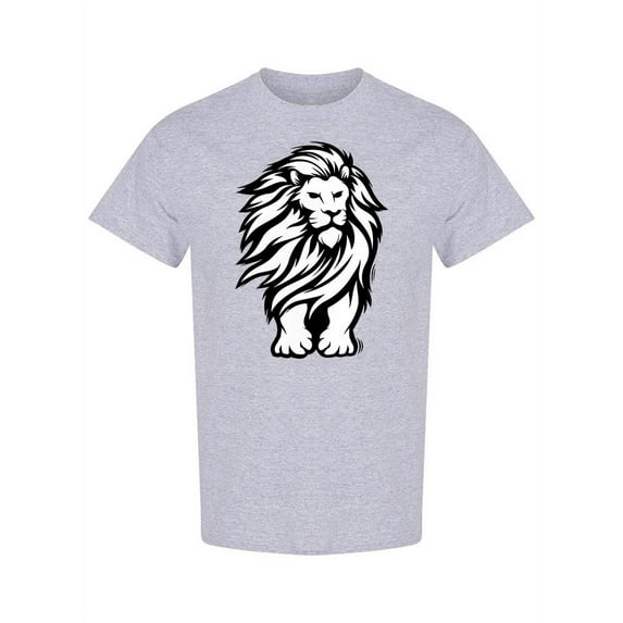 Black And White Lion Design T-Shirt Men -Image by Shutterstock, Male x-Large