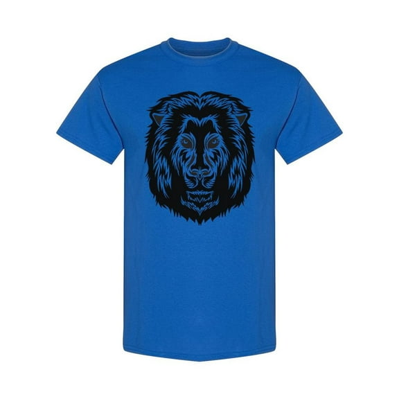 Black And White Lion Head Design T-Shirt Men -Image by Shutterstock, Male 3X-Large