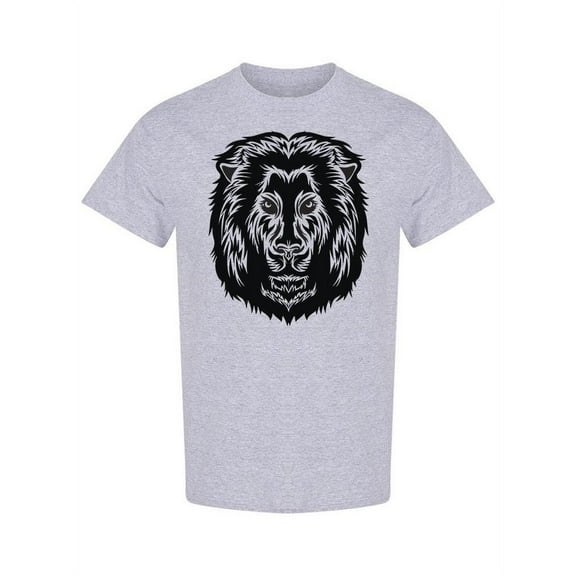 Black And White Lion Head Design T-Shirt Men -Image by Shutterstock, Male Large