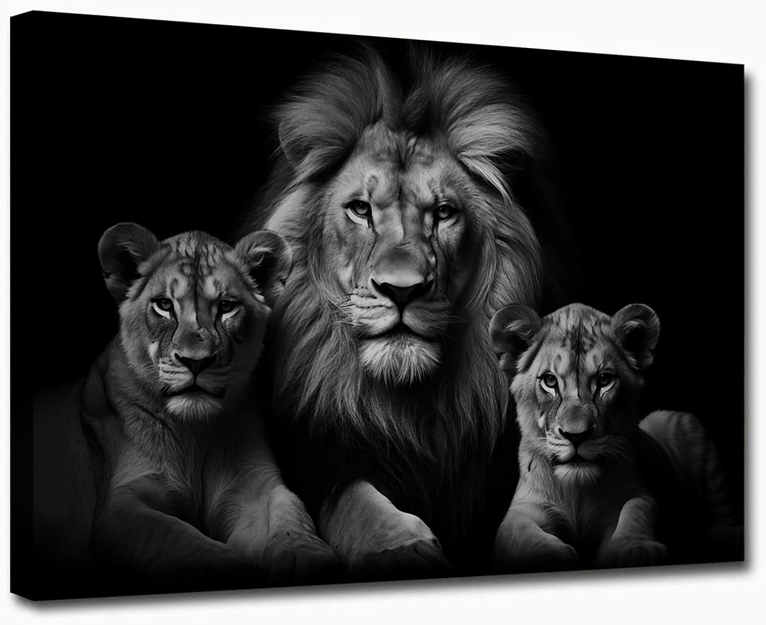 Black And White Lions Canvas Wall