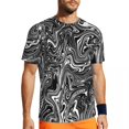 thumbnail image 1 of Black And White Liquid Gym T Shirt Abstract Marble Fashion T-Shirts Couple Casual Tshirt, 1 of 4