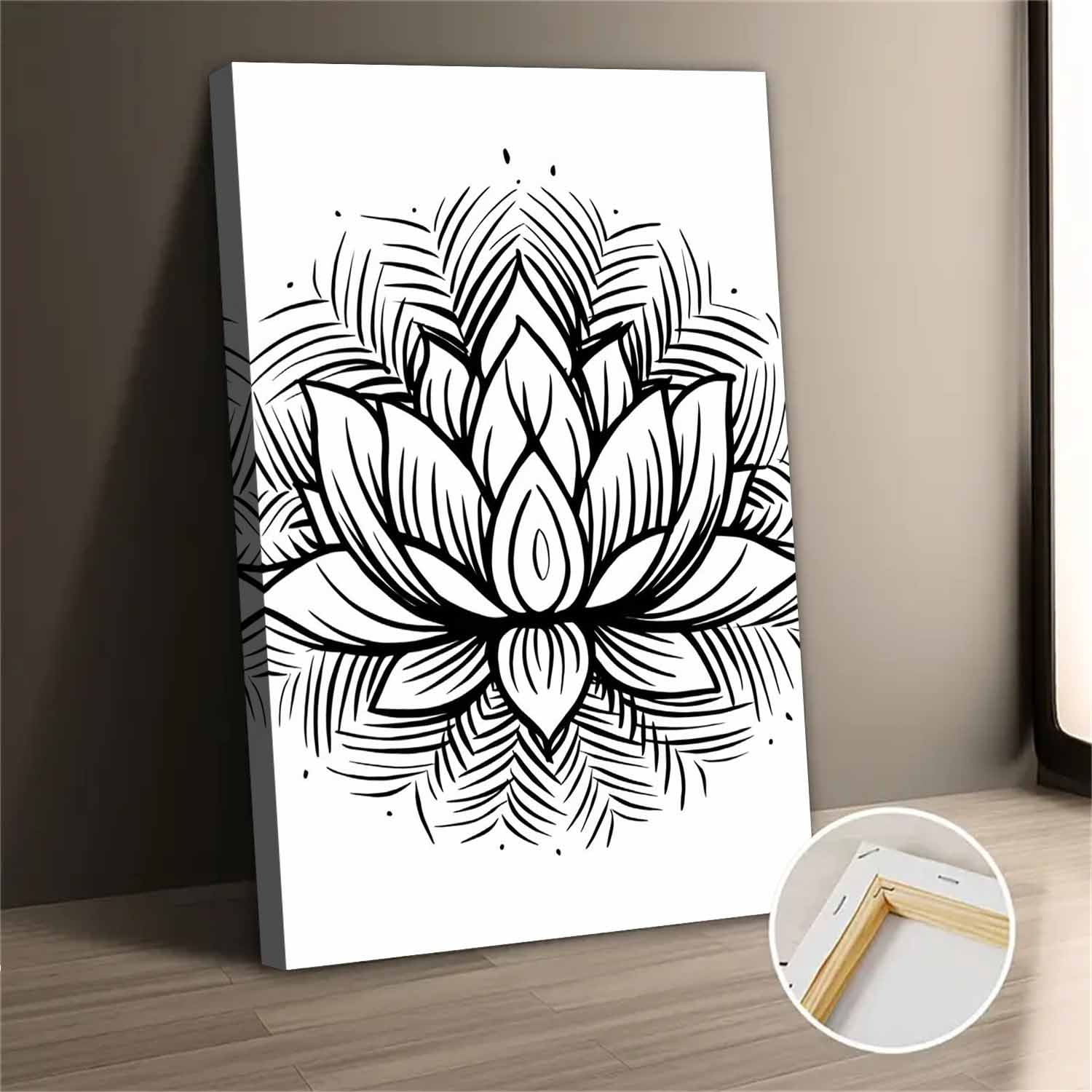 Lotus Flower Black and White Wall Art Decor Canvas Printing