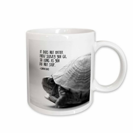 3drose, Black and White Macro Photo of a Turtle with a Quote from Confucious., 11oz Mug