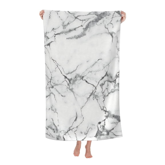 Black And White Marble Bath Towel Soft and Highly Absorbent for Adults