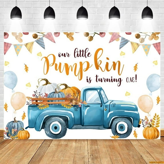 Autumn Backdrop Fall A Little Pumpkin Is on The Way Baby Shower Birthday Party Trucks Thanksgiving Photography Background Decor
