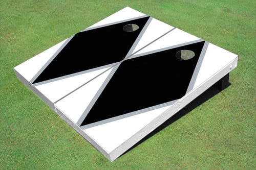 Black And White Matching Diamond Custom Cornhole Board