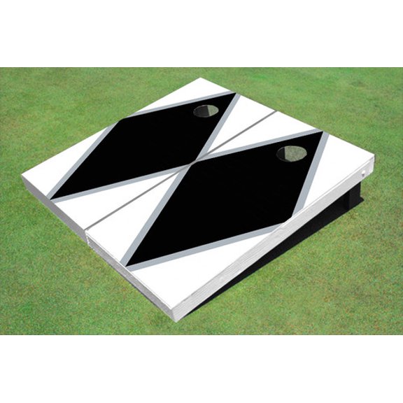 Black And White Matching Diamond Custom Cornhole Board