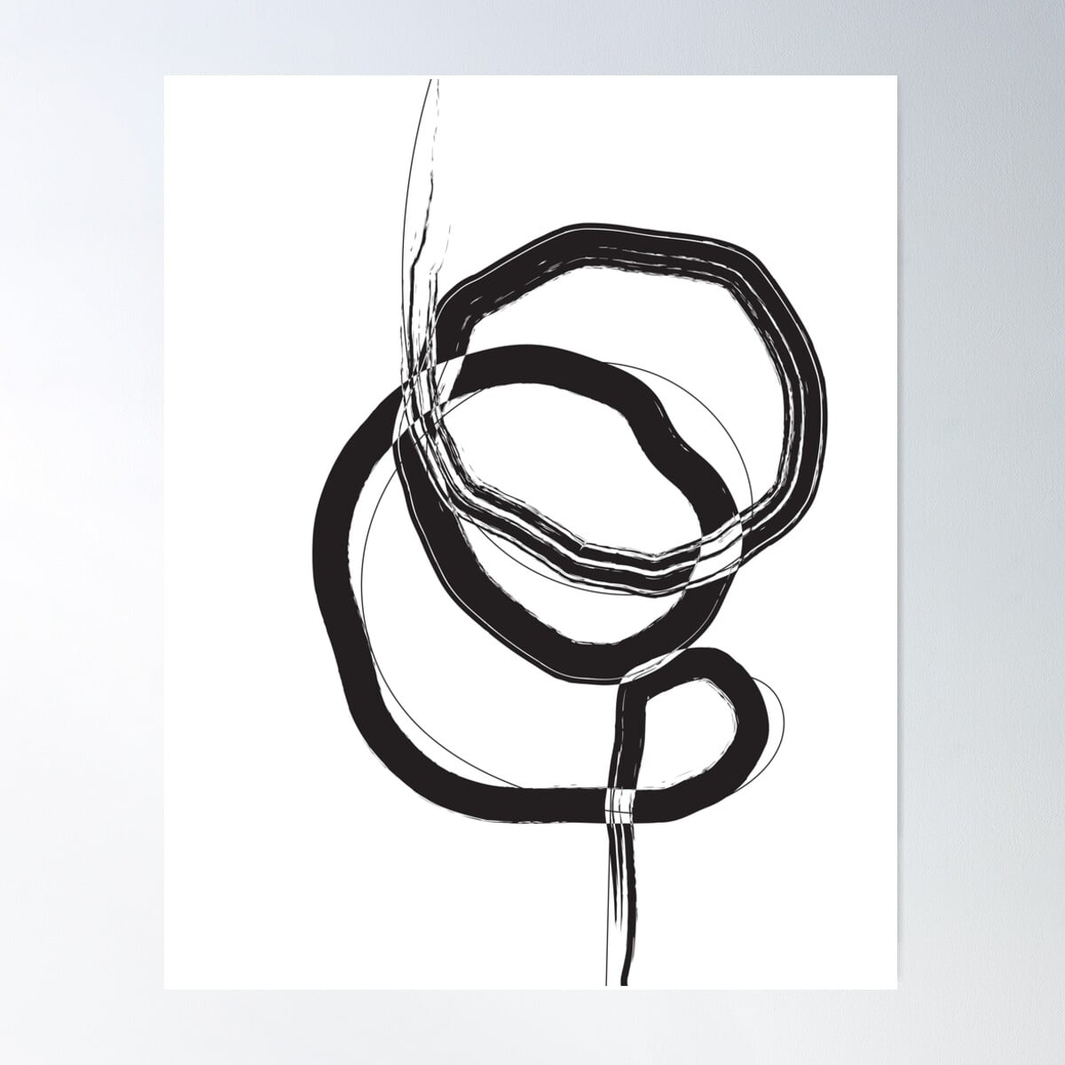 Black And White Minimalist Swirl Circle Pattern Art Poster Wall Art ...