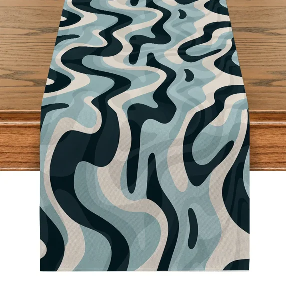 Black And White Mixed Color Table Flag Wave Twist Texture Table Runner ...