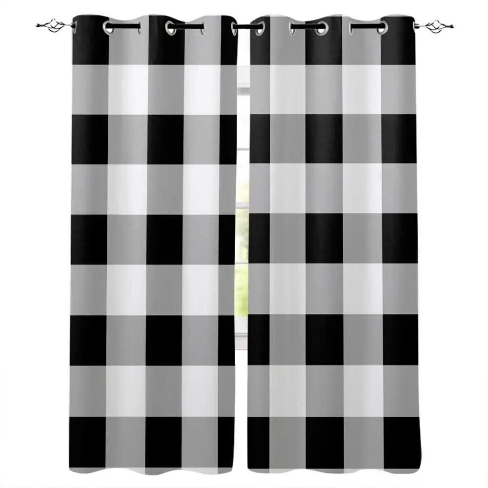Black And White Mosaic Grid Living Room Bathroom Curtains Kitchen