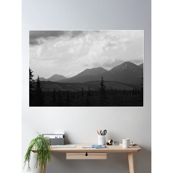 Black And White Mountain Rage Poster Wall Art, Modern Wall Decor For Living Room Bedroom, 24x36 UNFRAMED