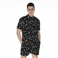 thumbnail image 1 of Black And White Music Note Pattern Short Sleeve Men'S Rompers, Musician Music Casual Summer Jumpsuits Outfit, 1 of 4