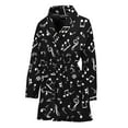thumbnail image 1 of Black And White Music Note Pattern Women Bathrobe One Size Univeral Fits, Musician Music Fashion Lightweight Plush Fleece Long Robe For Women, 1 of 3