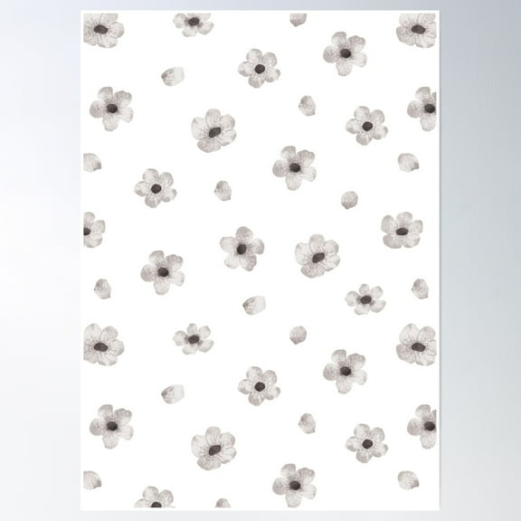 Black And White Nursery Floral Pattern Poster Wall Art, Modern Wall Decor, 8x12 UNFRAMED