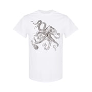 Black And White Octopus Design T-Shirt Men -Image by Shutterstock, Male Medium