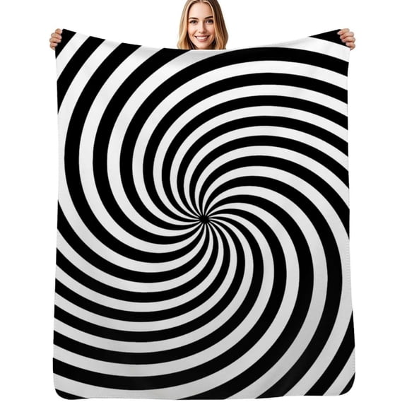 Black And White Op-Art Spiral Flannel Blanket Warm Soft Bedding Throws Winter Camping Chair Sofa Bed