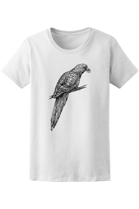 Black And White Parrot  T-Shirt Women -Image by Shutterstock, Female Medium
