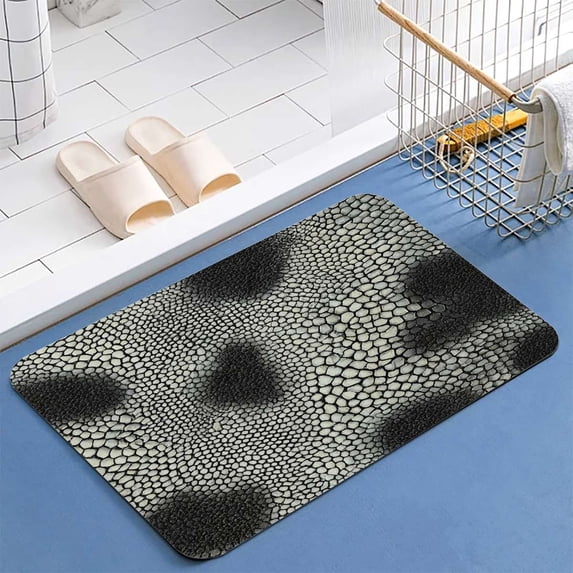 Black And White Patterned Texture Diatomite Bath Mats Bathroom Absorbent Anti Slip Floor Mat Foot Carpet Quick Dry Shower Toilet Rug Doormat Washable