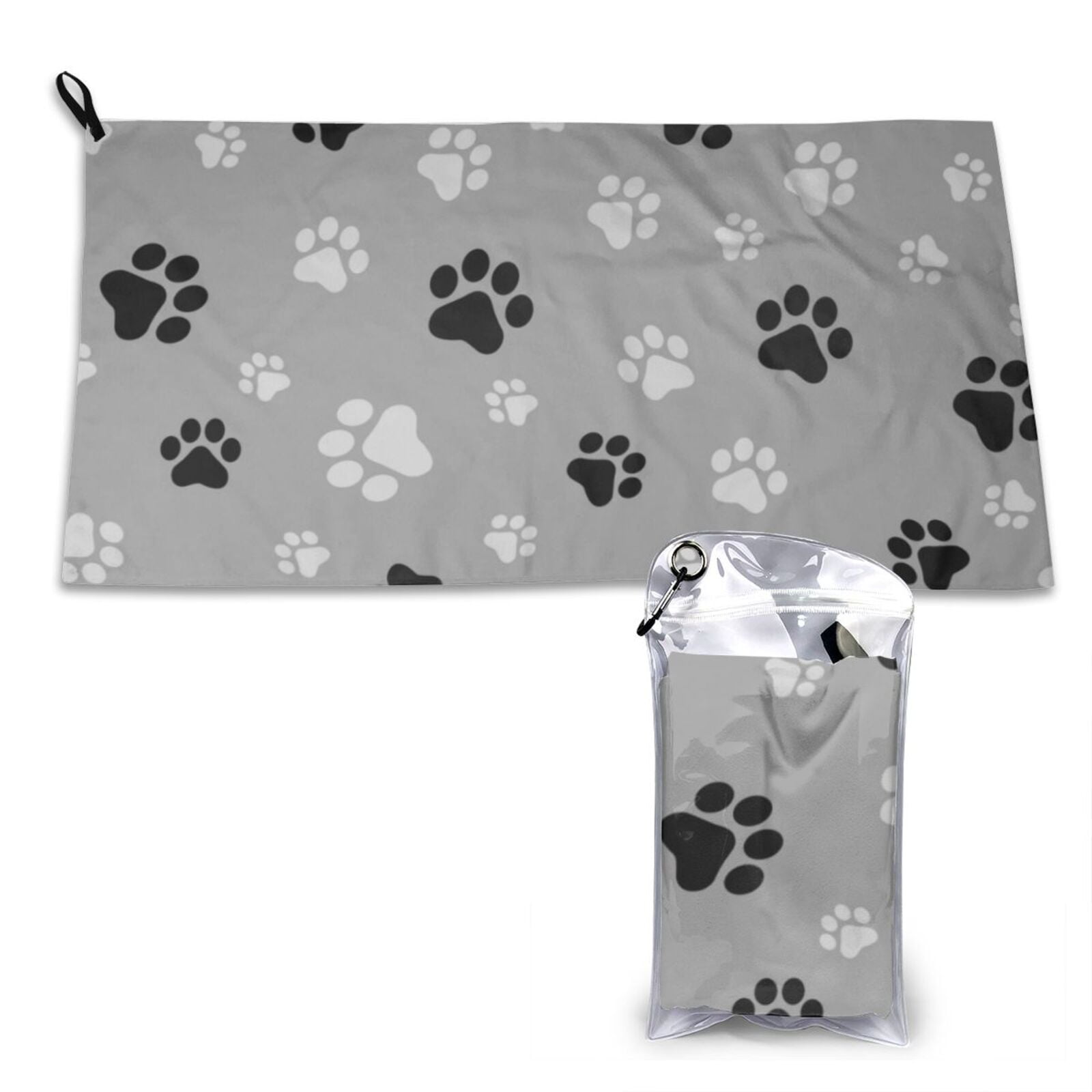 Black And White Paws Prints Quick Dry Towels for Camping Travel Hand