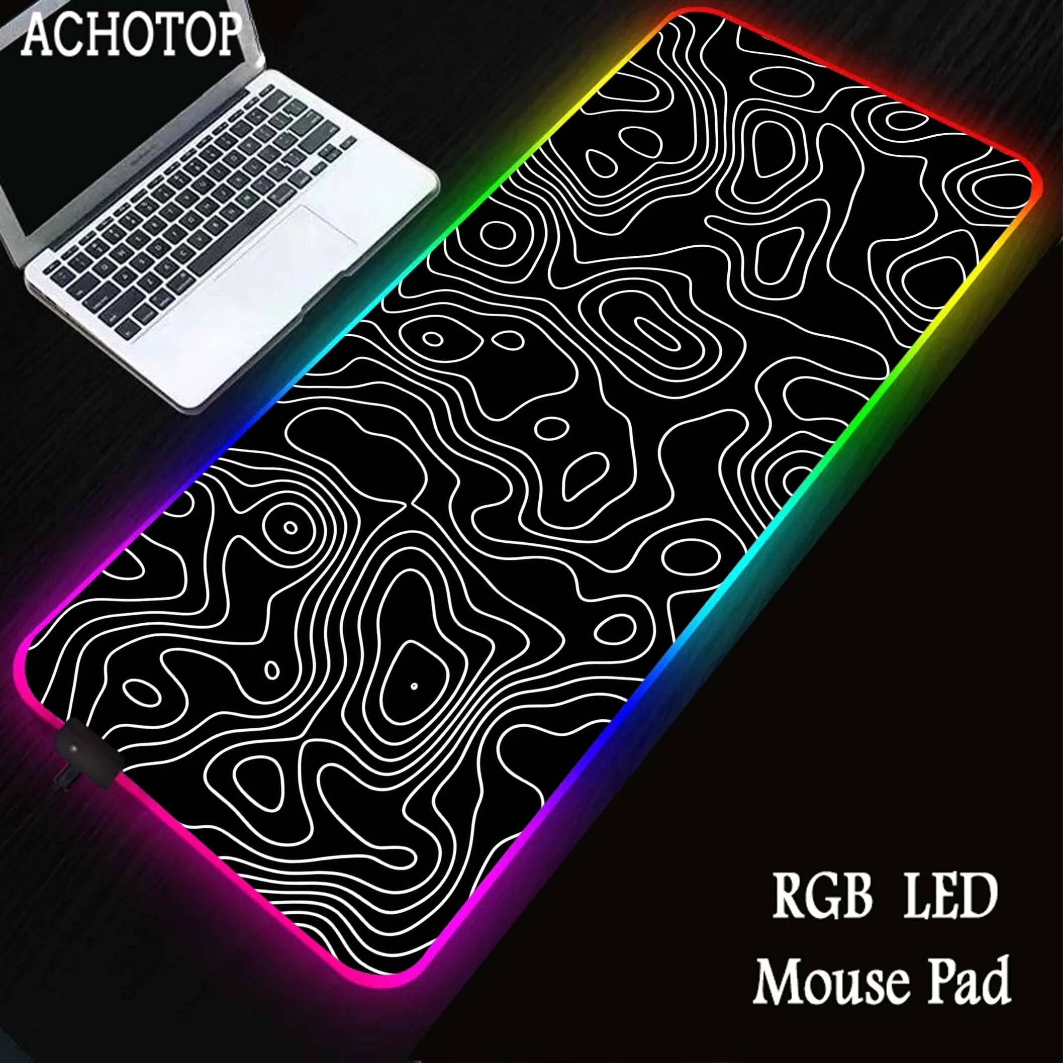 Black And White Pc Game Mousepad RGB LED Large Mouse Pad Color gradient