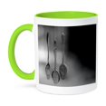 thumbnail image 1 of 3dRose, Black and white photo of antique silver spoons used as wind chimes., 15oz Two-Tone Green Mug, 1 of 7
