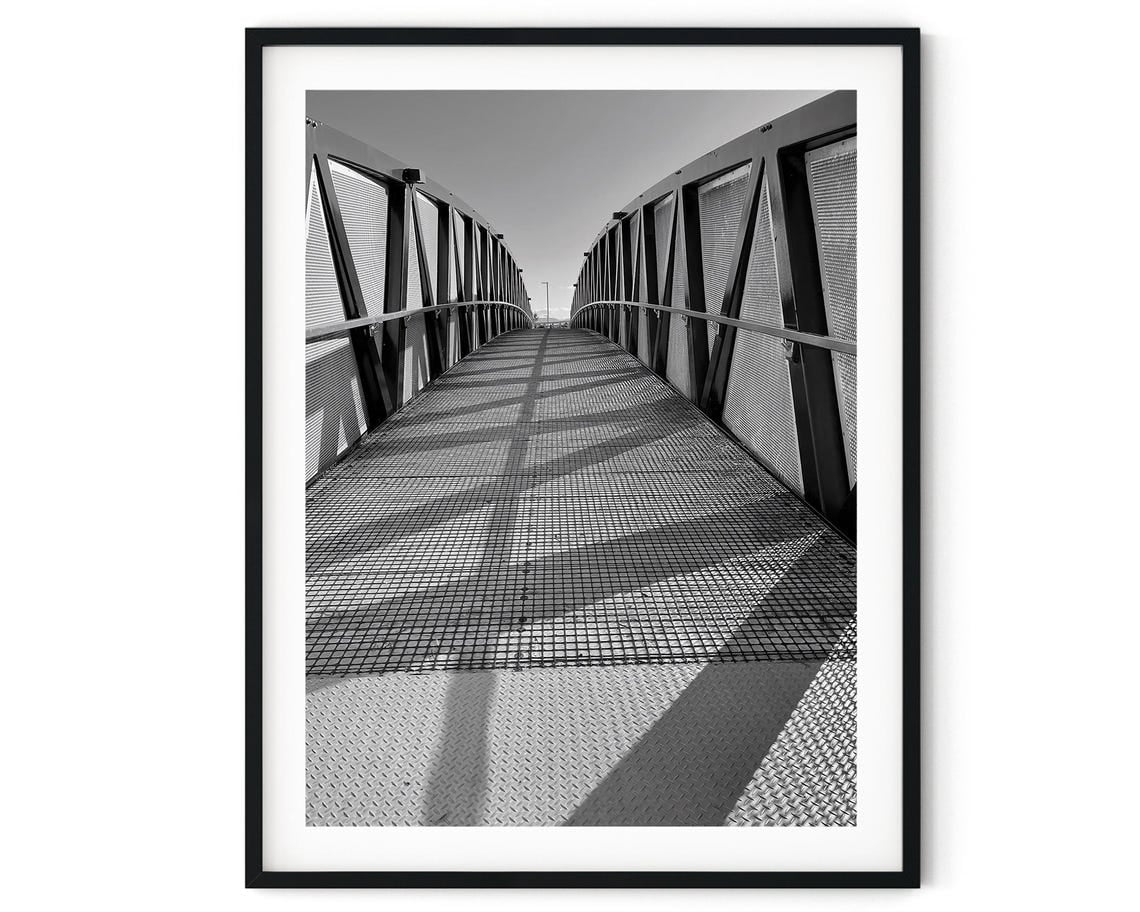 Black And White Photo Wall Art Print Footbridge Poster Wall Art, Modern