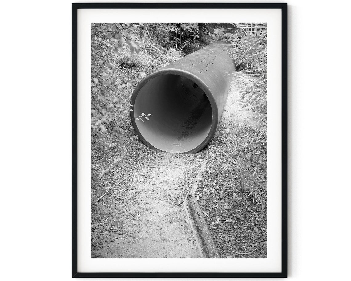 Black And White Photo Wall Art Print Garden Tunnel Pipe Poster Wall Art