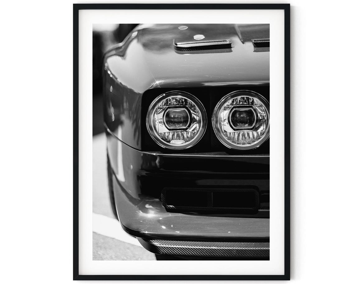 Black And White Photo Wall Art Print Round Headlights Poster Wall Art