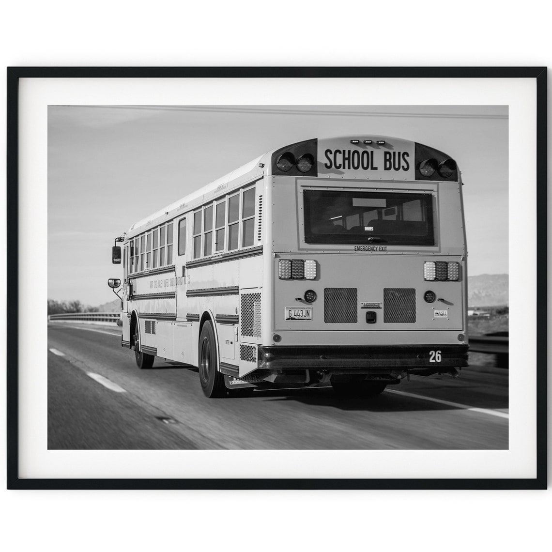 Black And White Photo Wall Art Print School Bus Poster Wall Art, Modern