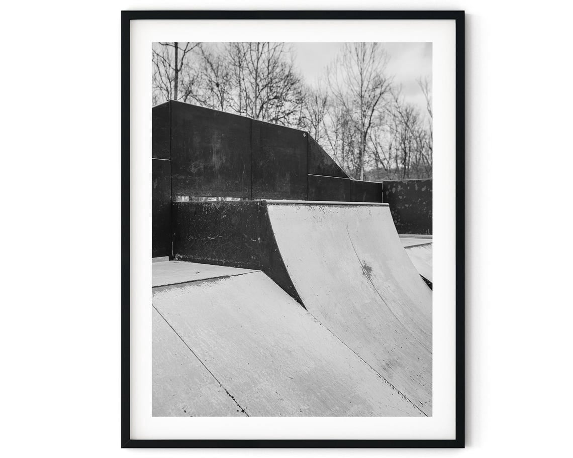 Paper Ramp Poster Black And White Photo Wall Art Print Skate Park Ramps Poster Wall Art ...