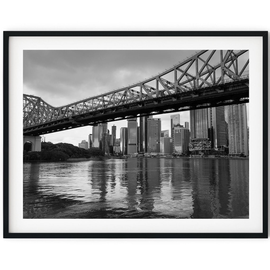 Black And White Photo Wall Art Print Story Bridge Brisbane Poster Wall